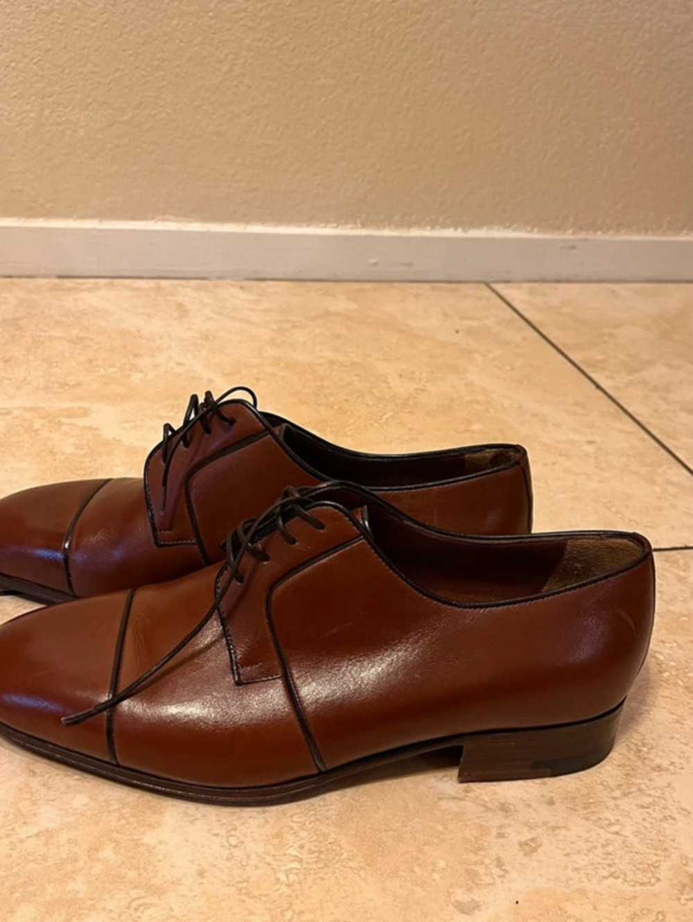 A testoni black label leather Oxford shoes